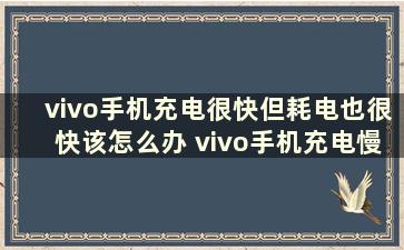 vivo手机充电很快但耗电也很快该怎么办 vivo手机充电慢怎么回事还费电